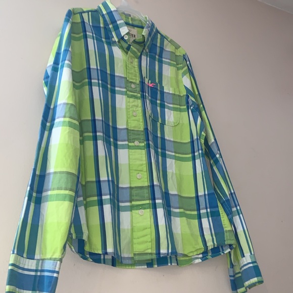 Hollister Long Sleeve Bright Plaid Button Down Dress Shirt - Picture 2 of 9